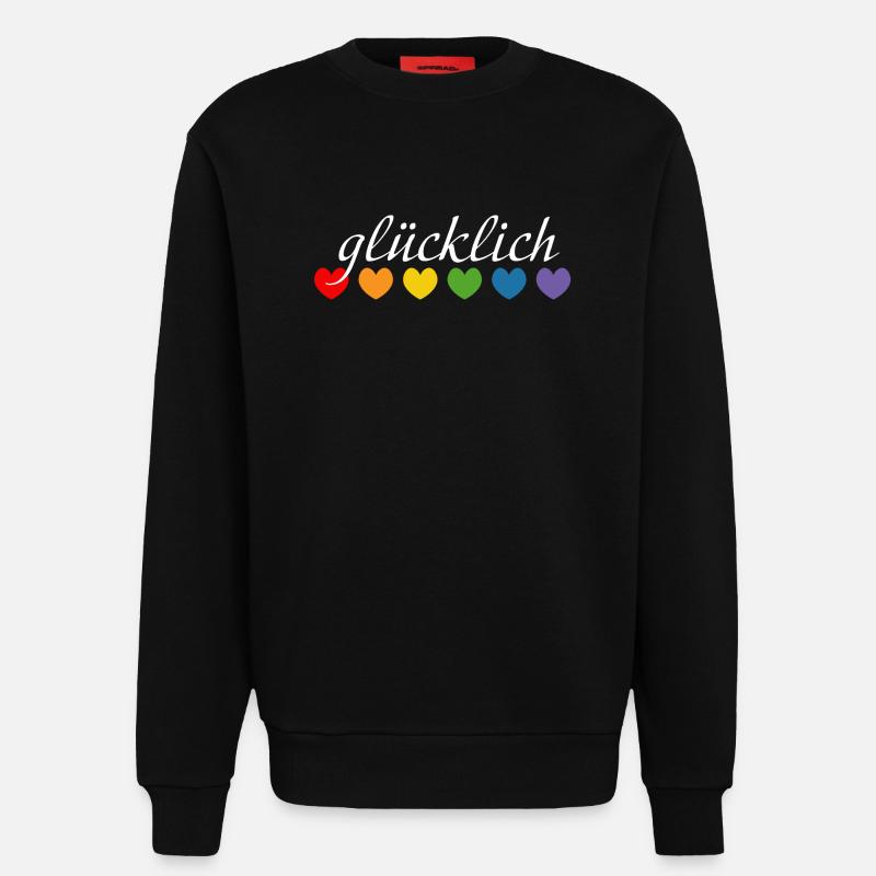 Regenbogenherzchen gluecklich weiss - Sweatshirt - made by SPREAD  - SOLID BLACK
