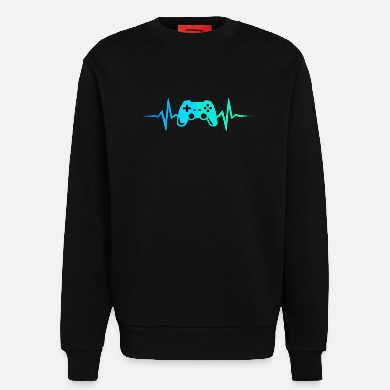 Gamer Herzschlag Gaming Controller Gamepad Zocker - Sweatshirt - made by SPREAD  - SOLID BLACK