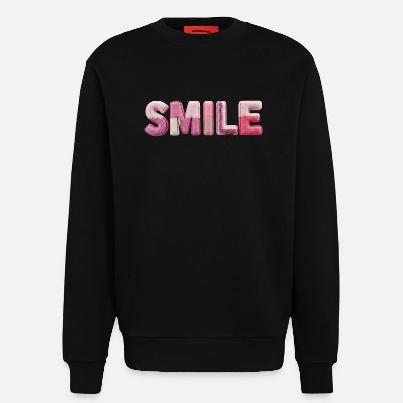 Plüsch Smile Schriftzug Patchwork Trend - Sweatshirt - made by SPREAD  - SOLID BLACK