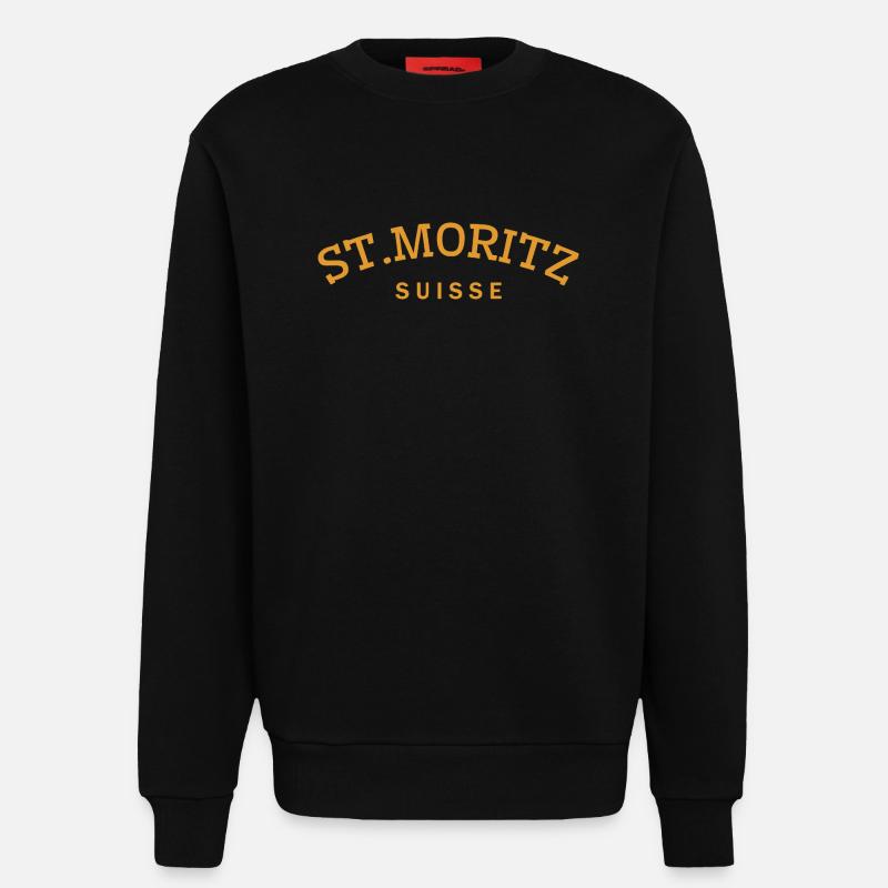 St. Moritz - Suisse - Schweiz - Swiss - Sweatshirt - made by SPREAD - SOLID BLACK