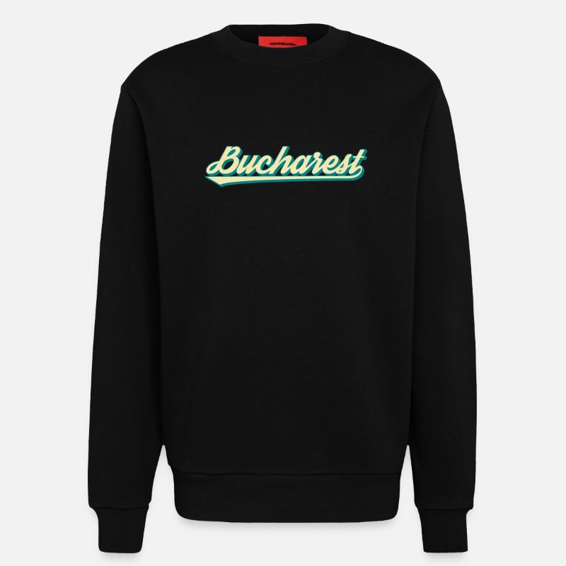 Bucharest Retro Script - Sweatshirt - made by SPREAD  - SOLID BLACK