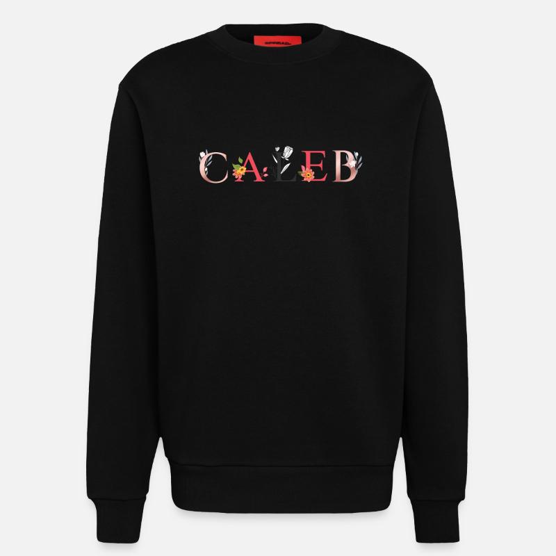 CALEB Namenskunst mit gestickten Blumen - Sweatshirt - made by SPREAD  - SOLID BLACK