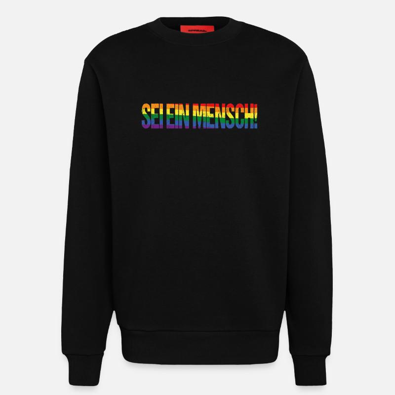 Sei ein Mensch! Pride Flag - Sweatshirt - made by SPREAD  - SOLID BLACK