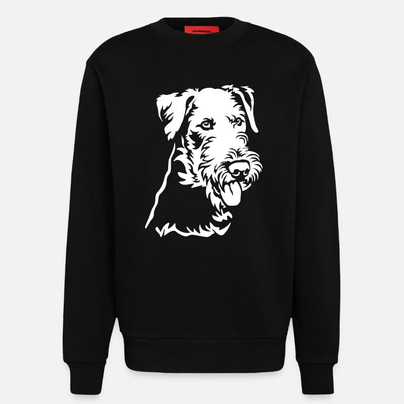 Airedale Terrier Kopf "Black Edition" - Sweatshirt - made by SPREAD  - SOLID BLACK