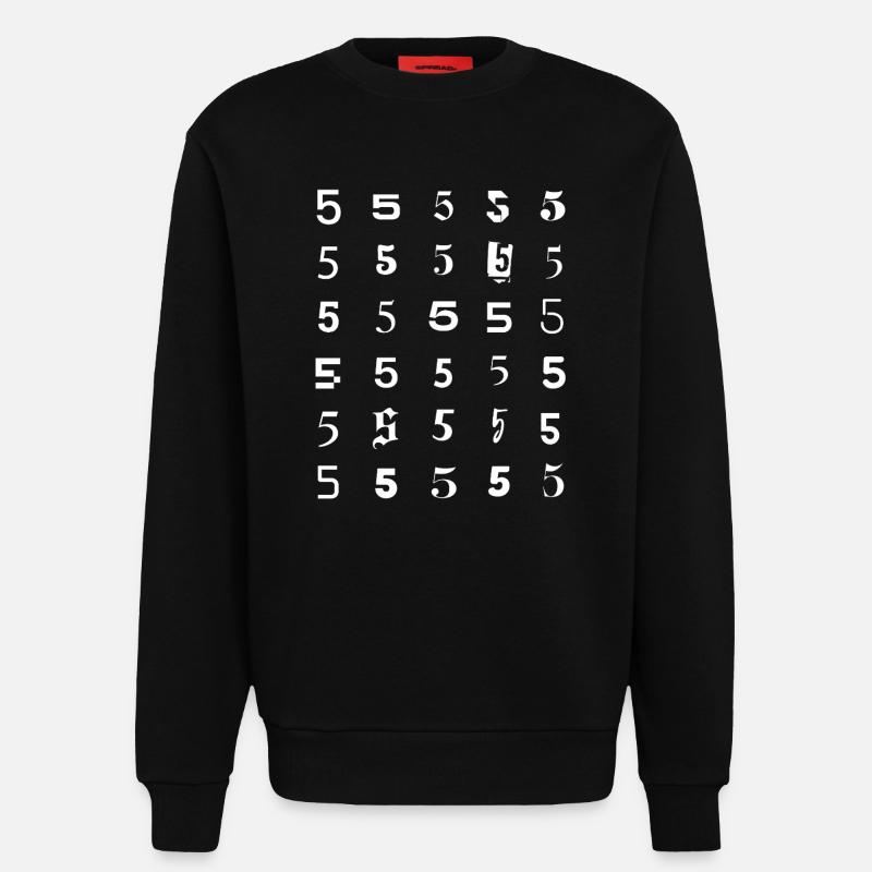 Number Five Grid Pattern - Sweatshirt - made by SPREAD  - SOLID BLACK