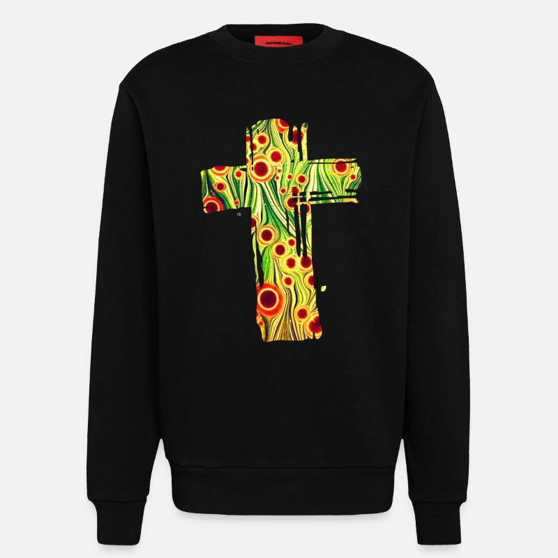 croix 11 e 110 - Sweat bio décontracté fabriqué en UE - SOLID BLACK