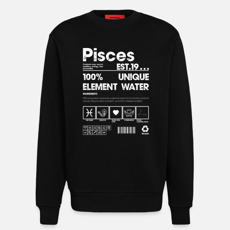 Poissons, Eau, Élément, Art - Sweat bio décontracté fabriqué en UE - SOLID BLACK