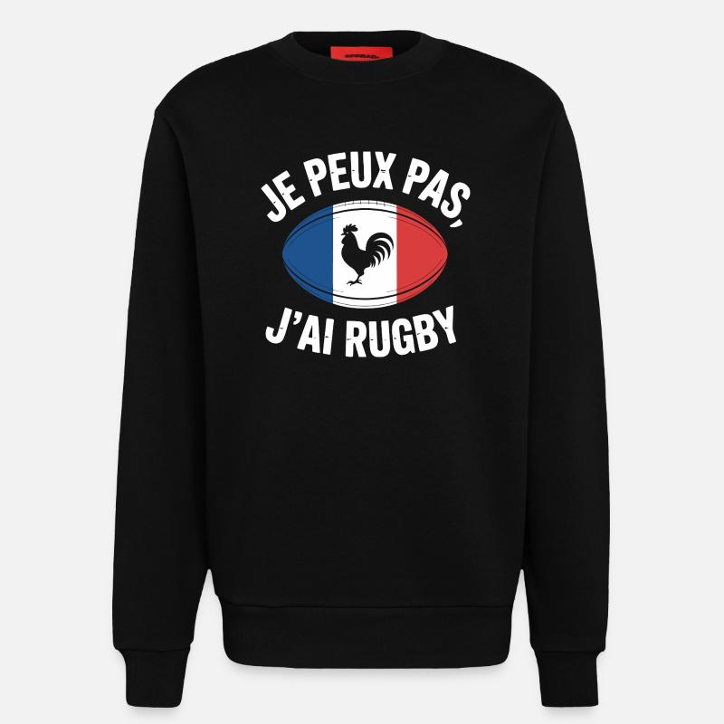Je Peux Pas J'ai Rugby - Sweat bio décontracté fabriqué en UE - SOLID BLACK