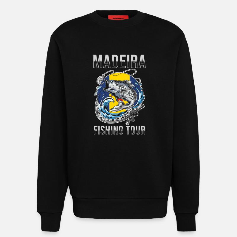Excursion de pêche à Madère - Sweat bio décontracté fabriqué en UE - SOLID BLACK
