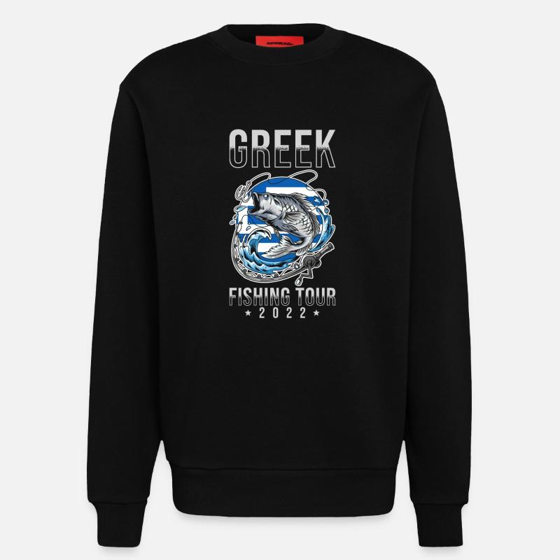 Excursion de pêche grecque 2022 - Sweat bio décontracté fabriqué en UE - SOLID BLACK