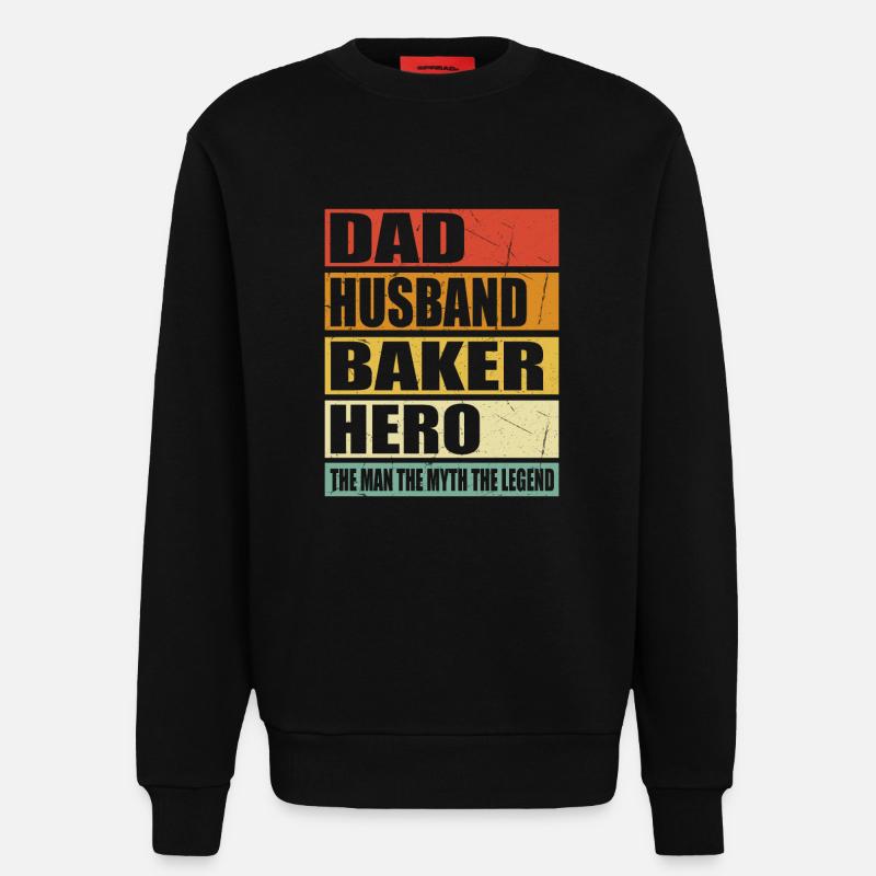Father Husband Baker Held - Sweatshirt - made by SPREAD - SOLID BLACK