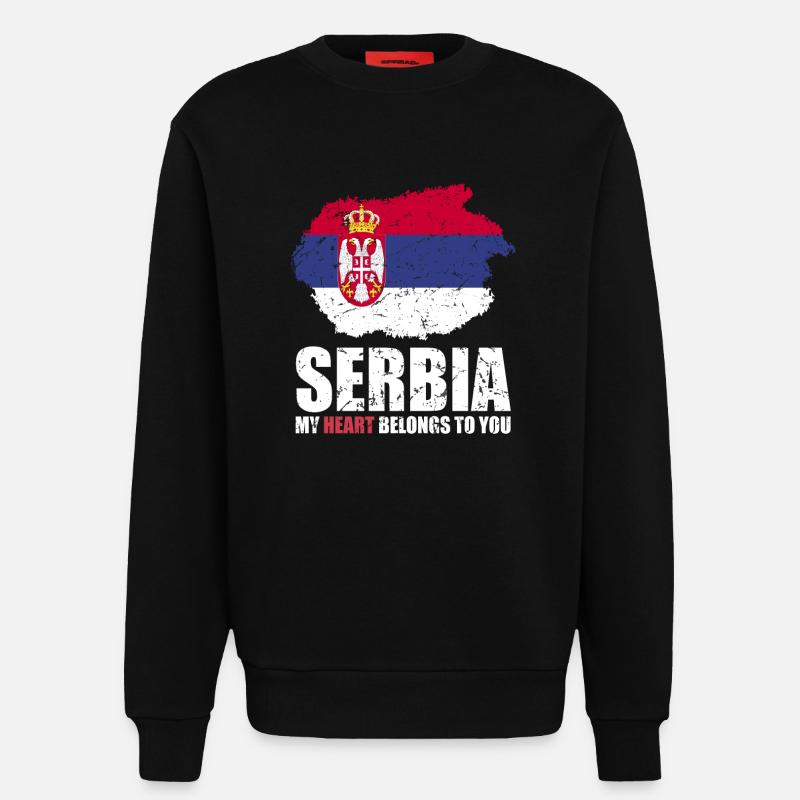 Drapeau de la Serbie - Sweat bio décontracté fabriqué en UE - SOLID BLACK