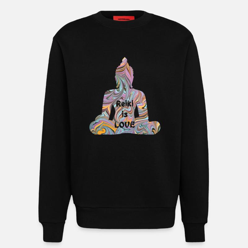 reiki mit buddha e 14 - Sweatshirt - made by SPREAD  - SOLID BLACK