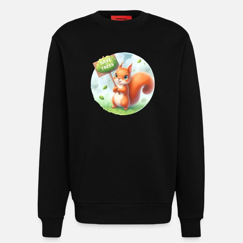 Save the Trees Squirrel - Sweatshirt - made by SPREAD  - SOLID BLACK
