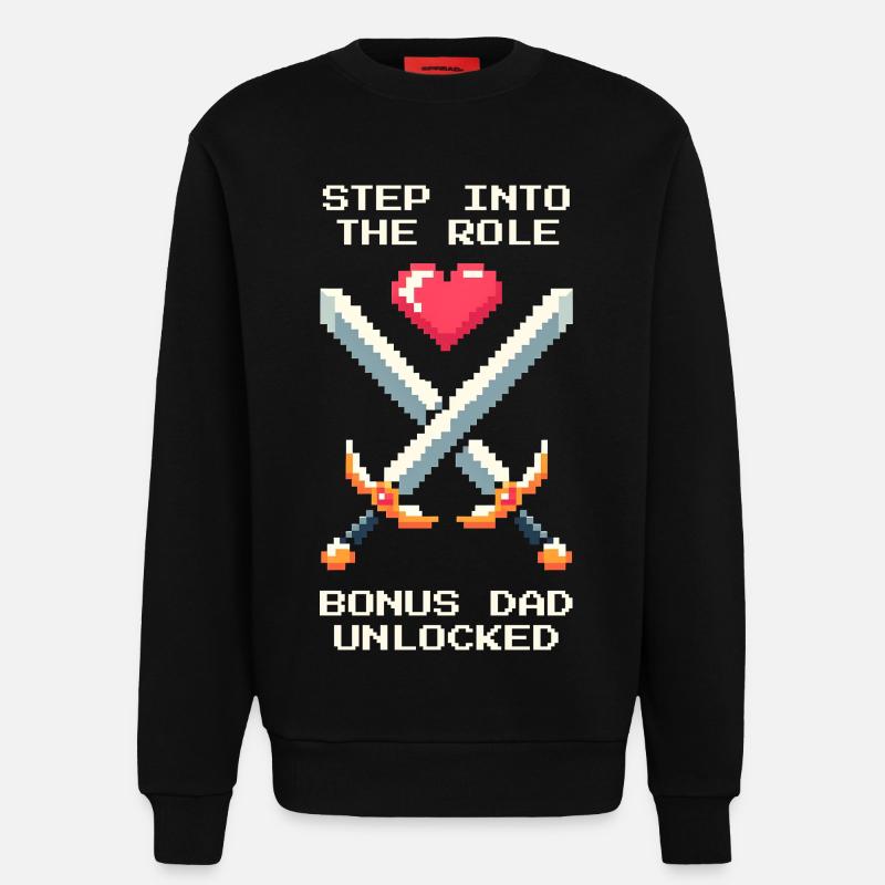 Bonus-Papa freigeschaltet | Stiefvater Patchwork - Sweatshirt - made by SPREAD  - SOLID BLACK