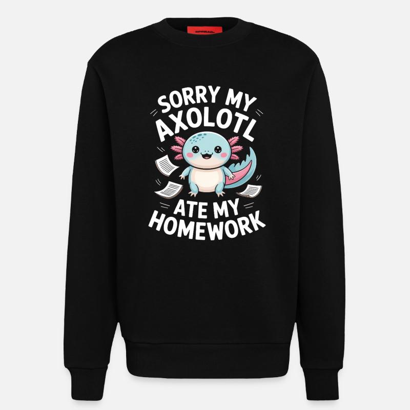 Axolotl a mangé mes devoirs - Sweat bio décontracté fabriqué en UE - SOLID BLACK