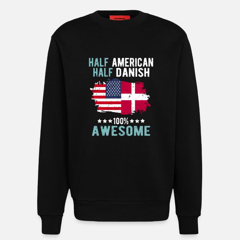 Half American Half Dane - Sweatshirt - made by SPREAD  - SOLID BLACK