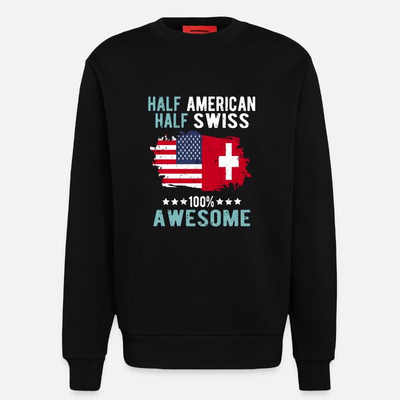 Halb Amerikaner Halb Schweizer - Sweatshirt - made by SPREAD - SOLID BLACK