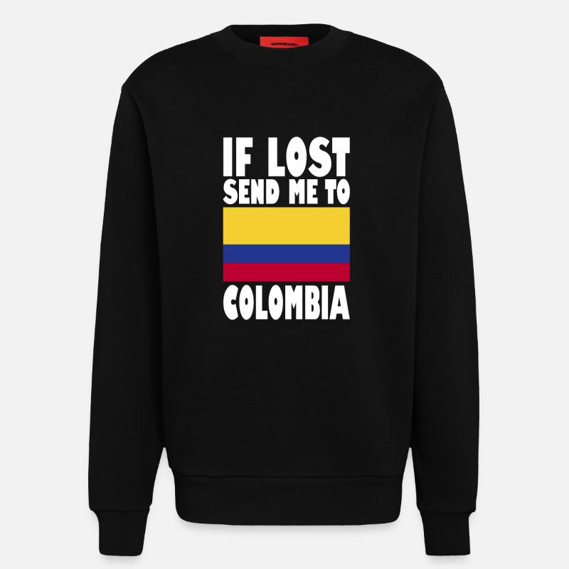 Drapeau de la Colombie - Sweat bio décontracté fabriqué en UE - SOLID BLACK