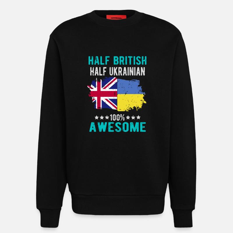 Half British Half Ukrainian - Sweatshirt - made by SPREAD  - SOLID BLACK