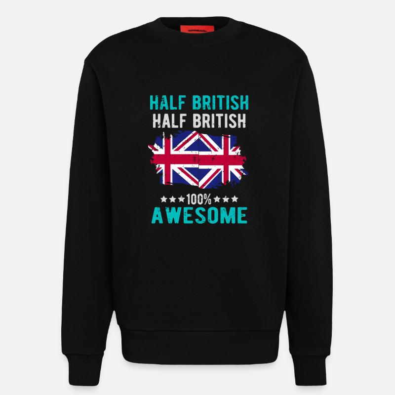Half British Half British - Sweatshirt - made by SPREAD  - SOLID BLACK