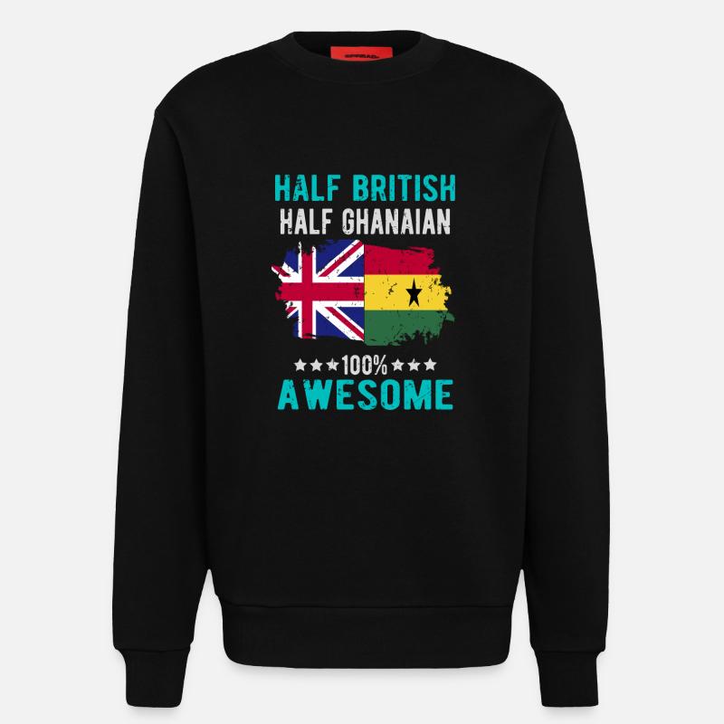 Half British Half Ghanese - Sweatshirt - made by SPREAD  - SOLID BLACK