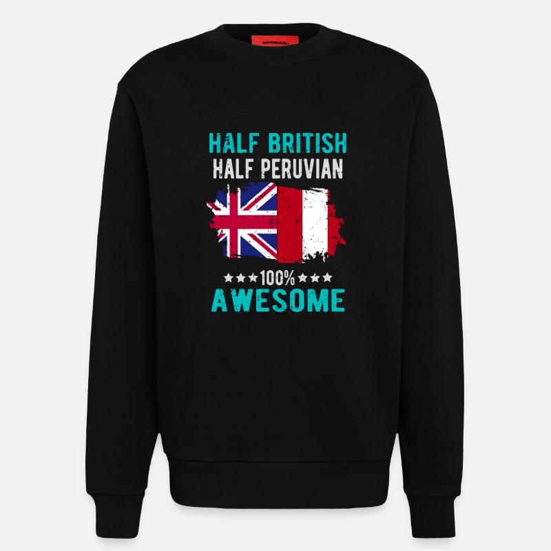 Half British Half Peruvian - Sweatshirt - made by SPREAD  - SOLID BLACK