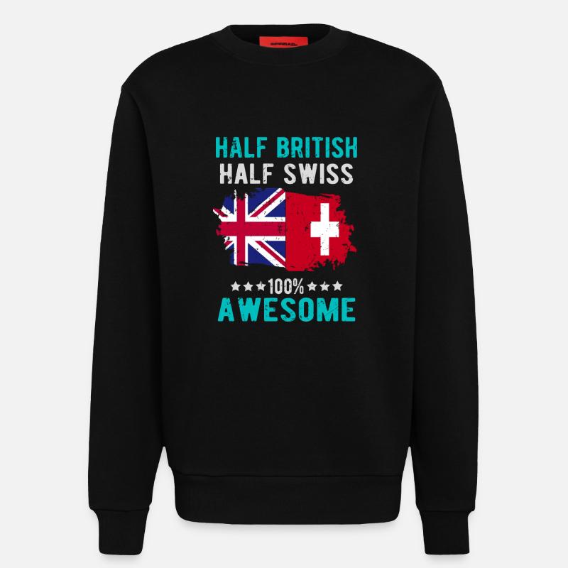 Halb Brite Halb Schweizer - Sweatshirt - made by SPREAD  - SOLID BLACK