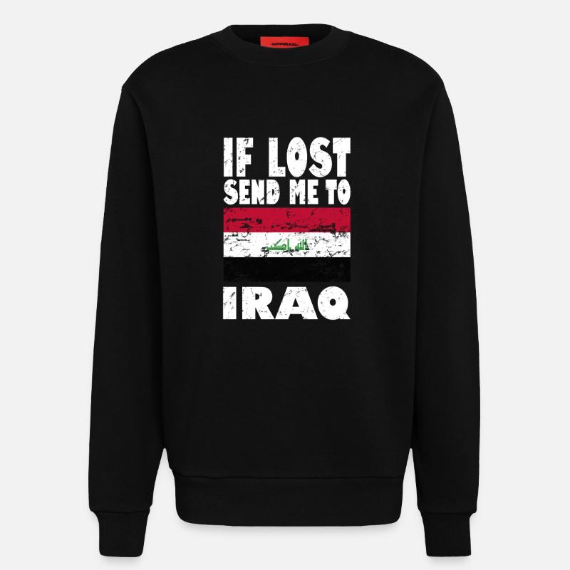 Slogan du drapeau irakien - Sweat bio décontracté fabriqué en UE - SOLID BLACK