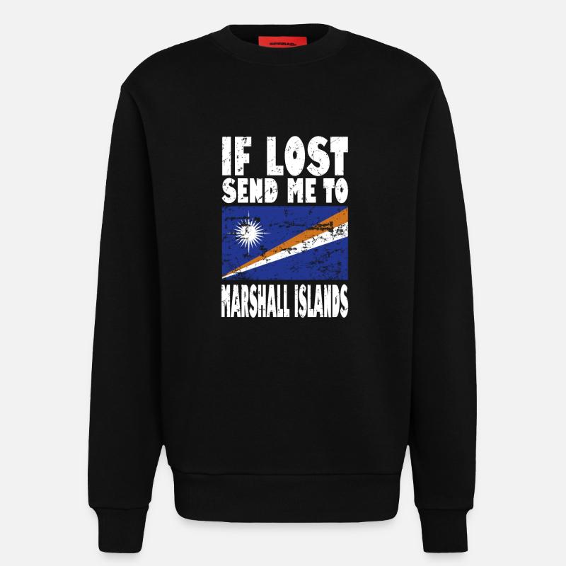 Drapeau des Îles Marshall - Sweat bio décontracté fabriqué en UE - SOLID BLACK