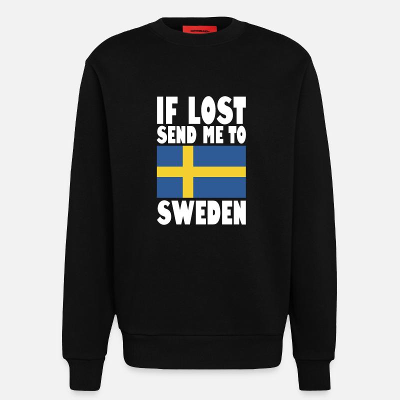 Drapeau de la Suède - Sweat bio décontracté fabriqué en UE - SOLID BLACK
