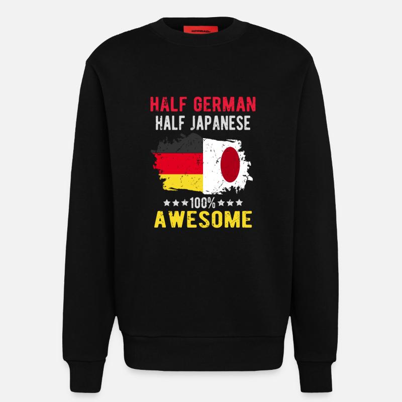 Half German Half Japanese - Sweatshirt - made by SPREAD  - SOLID BLACK