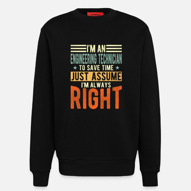 Engineering Technician - Sweatshirt - made by SPREAD  - SOLID BLACK