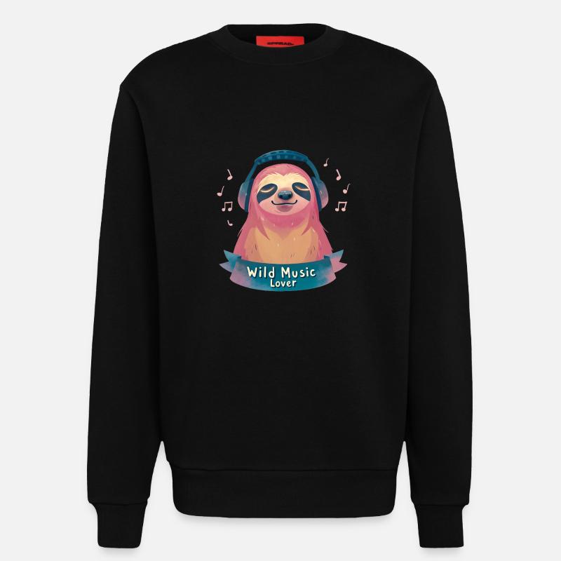 Faultier Musikliebhaber - Sweatshirt - made by SPREAD - SOLID BLACK