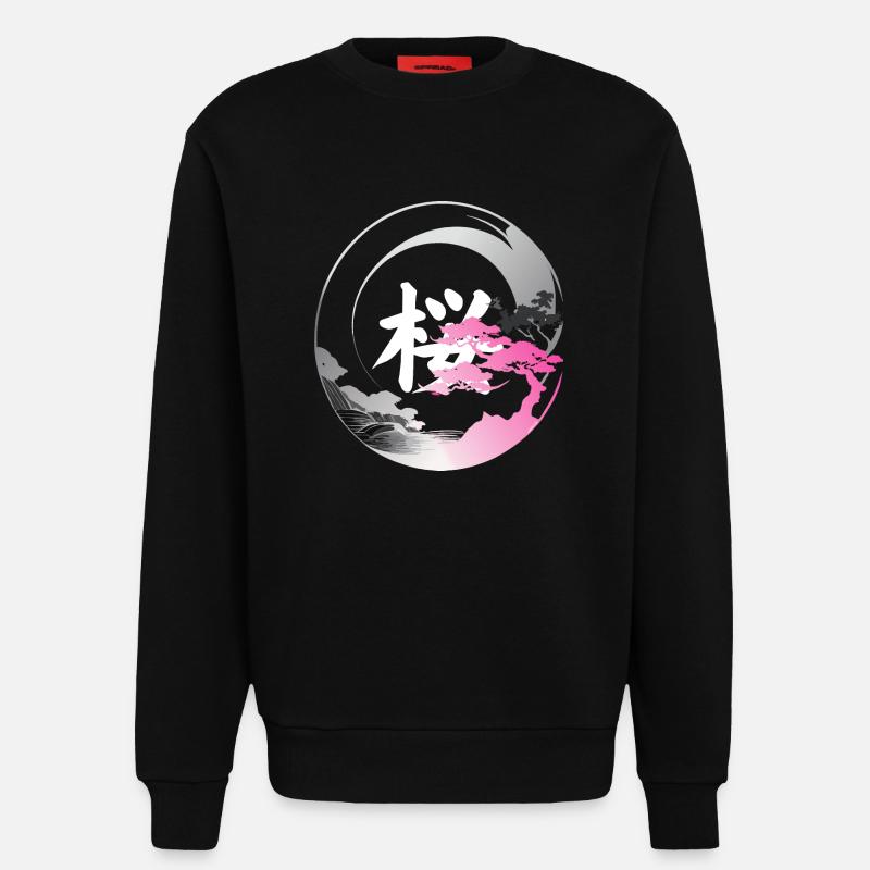 Japan moderne enso-Rose - Sweatshirt - made by SPREAD  - SOLID BLACK