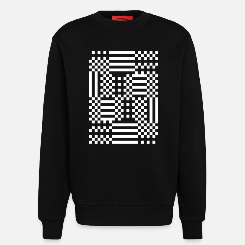 GridFlux Monochrome Optical Pattern - Sweatshirt - made by SPREAD  - SOLID BLACK