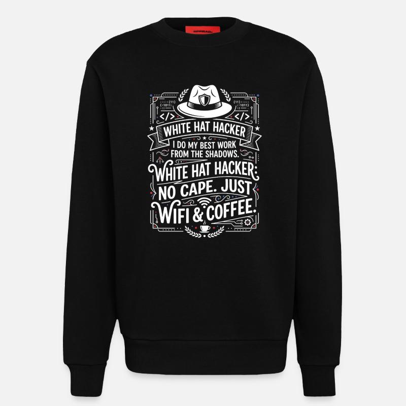 White Hat Hacker Wifi And Coffee - Sweatshirt - made by SPREAD - SOLID BLACK