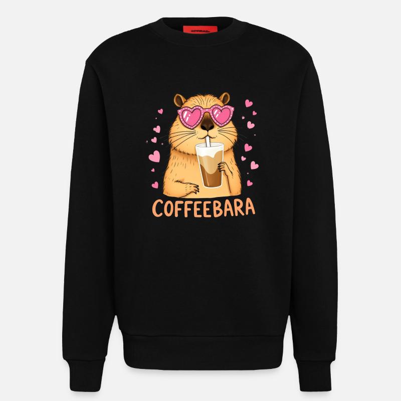 Süßes Capybara Coffeebara - Sweatshirt - made by SPREAD  - SOLID BLACK