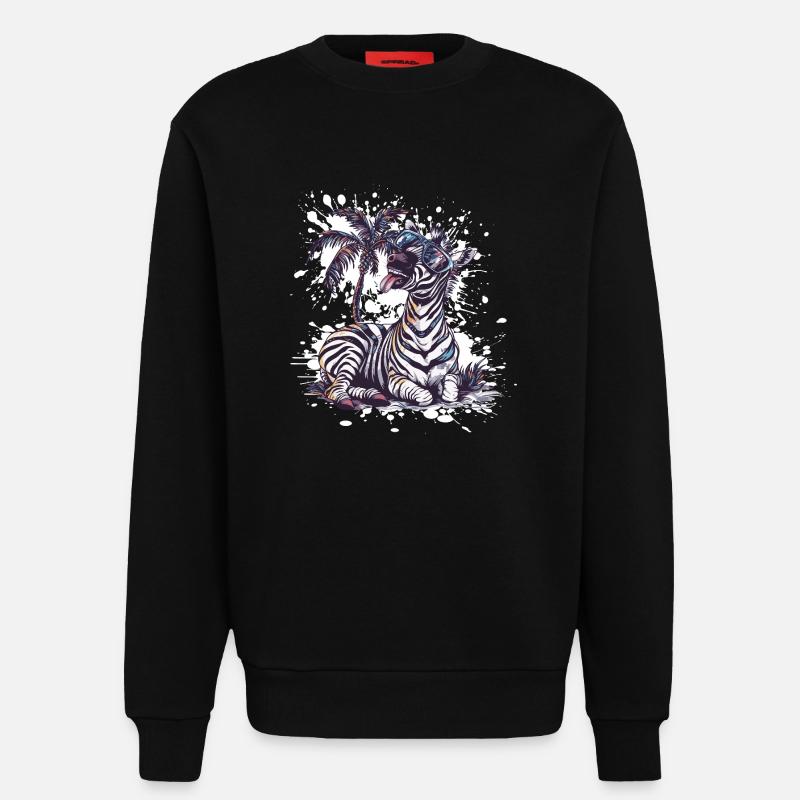 Zebra Island Palm Tree - Sweatshirt - made by SPREAD  - SOLID BLACK