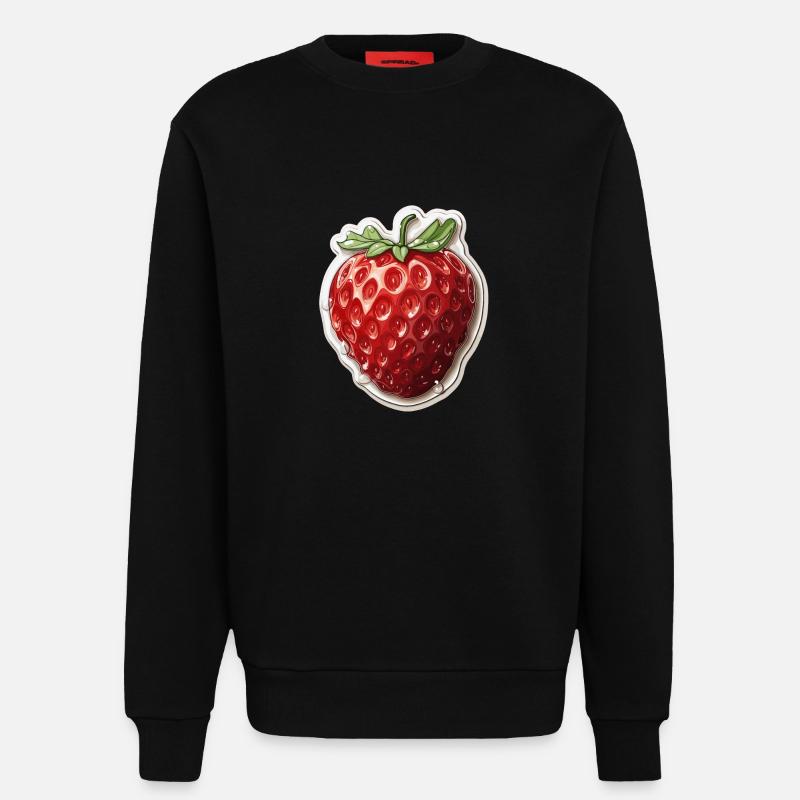 Fraise - illustration - Sweat bio décontracté fabriqué en UE - SOLID BLACK