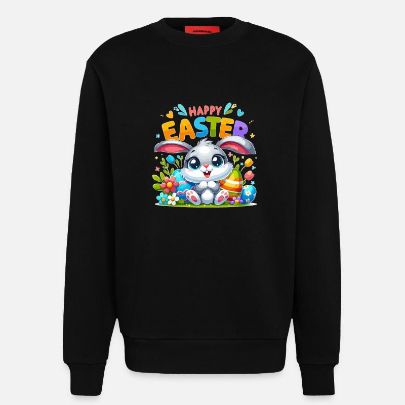 Happy Easter - Easter Bunny Illustration - Sweatshirt - made by SPREAD  - SOLID BLACK