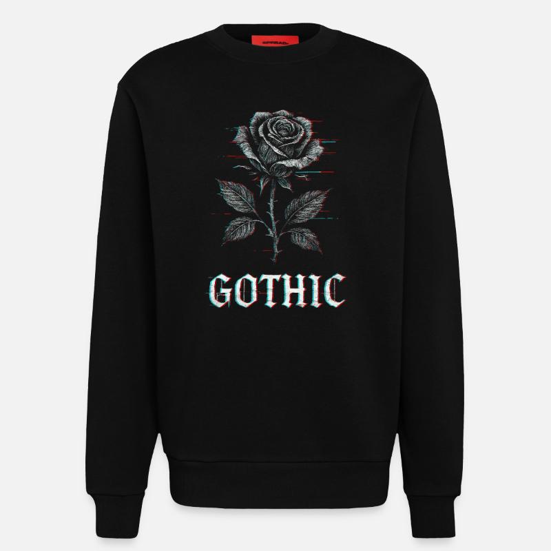 Gothic Rose mit Glitch Effekt - Sweatshirt - made by SPREAD  - SOLID BLACK