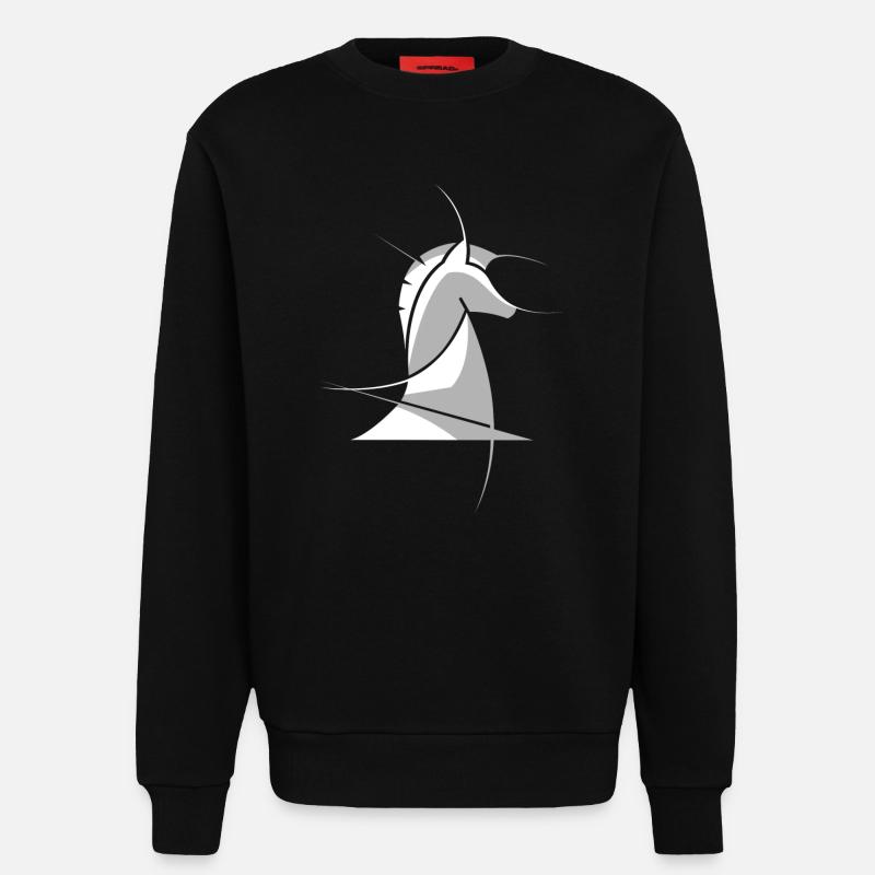 Schachpferd abstrakt – Minimal Chess Design - Sweatshirt - made by SPREAD  - SOLID BLACK