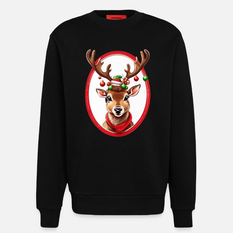 Rentier mit Weihnachtskugeln - Sweatshirt - made by SPREAD  - SOLID BLACK