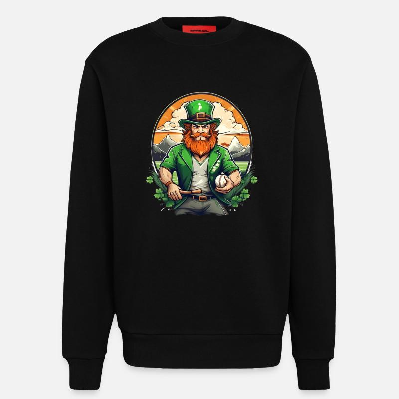 St. Patrick's Day Kleeblatt Baseball - Sweatshirt - made by SPREAD  - SOLID BLACK