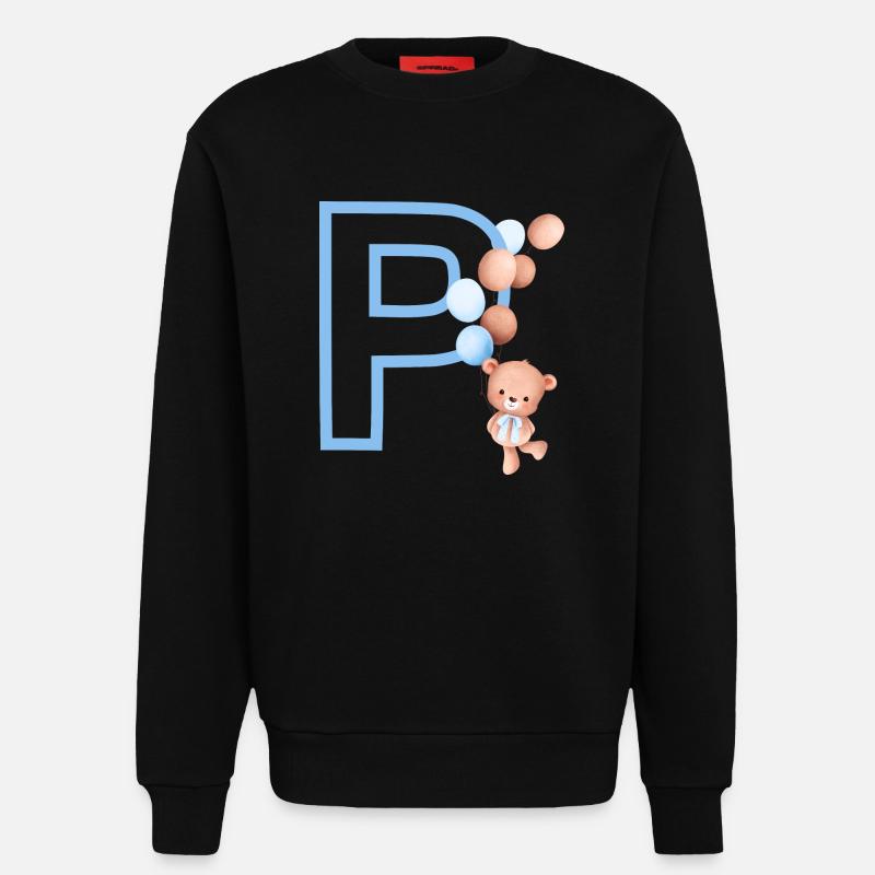 Blauer Buchstabe P Bär - Sweatshirt - made by SPREAD  - SOLID BLACK