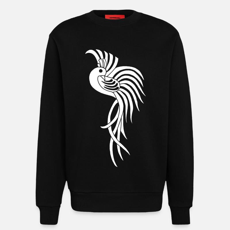 Oiseau de paradis blanc - Sweat bio décontracté fabriqué en UE - SOLID BLACK