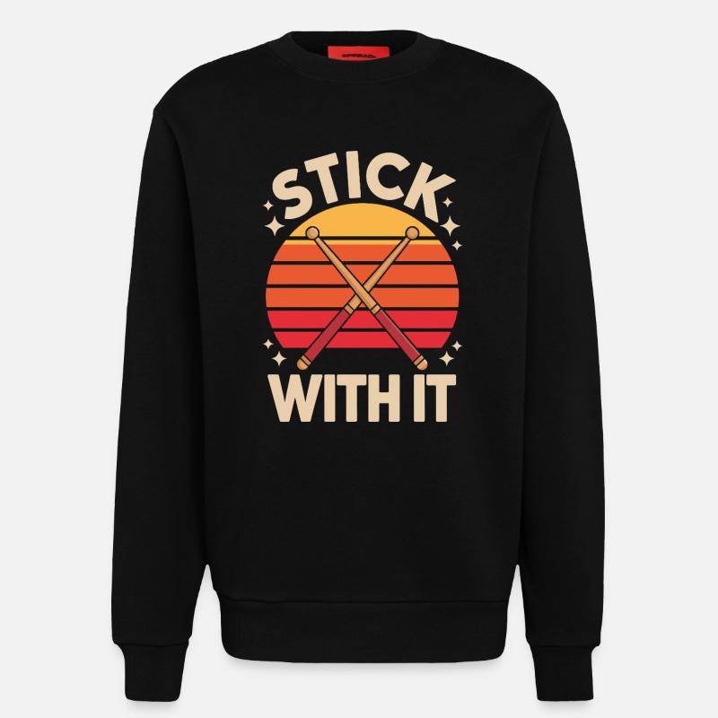 Reste persévérant batteur qui dit rétro - Sweat bio décontracté fabriqué en UE - SOLID BLACK