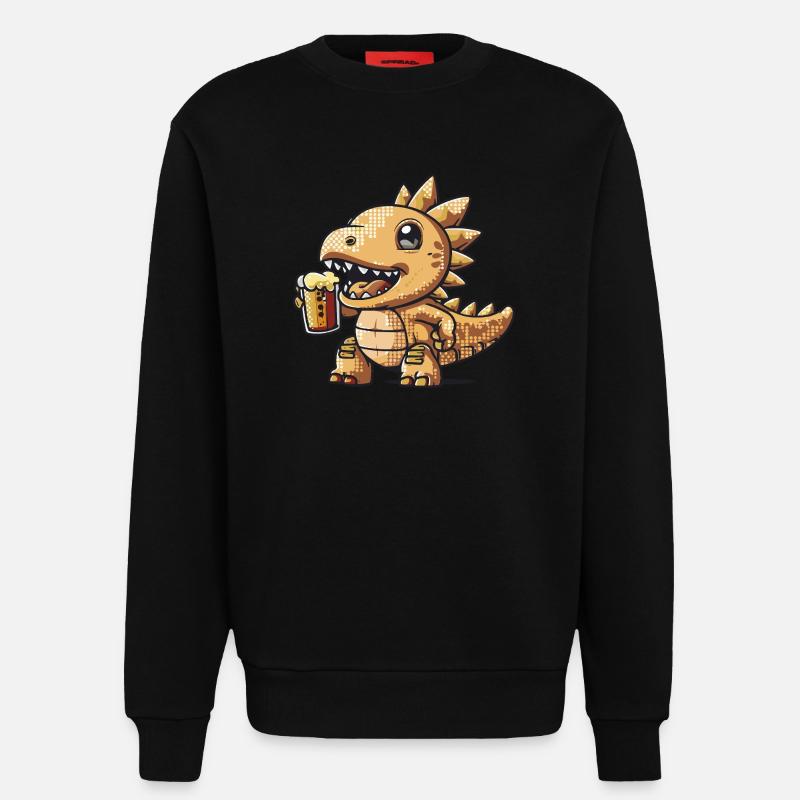 Dinosaurier stegosaurus Pixel Bier - Sweatshirt - made by SPREAD  - SOLID BLACK