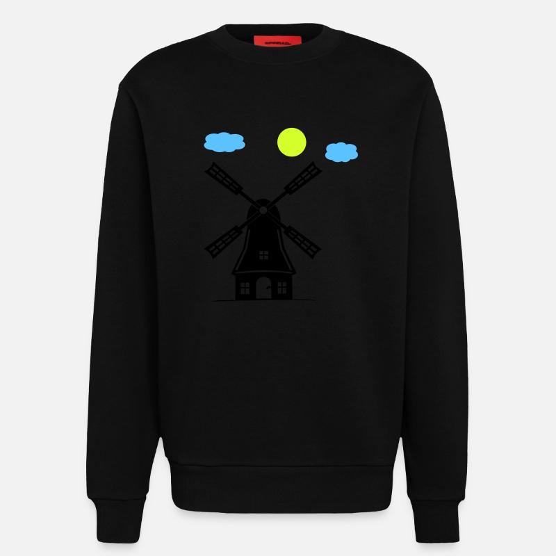 Moulin à vent - Sweat bio décontracté fabriqué en UE - SOLID BLACK